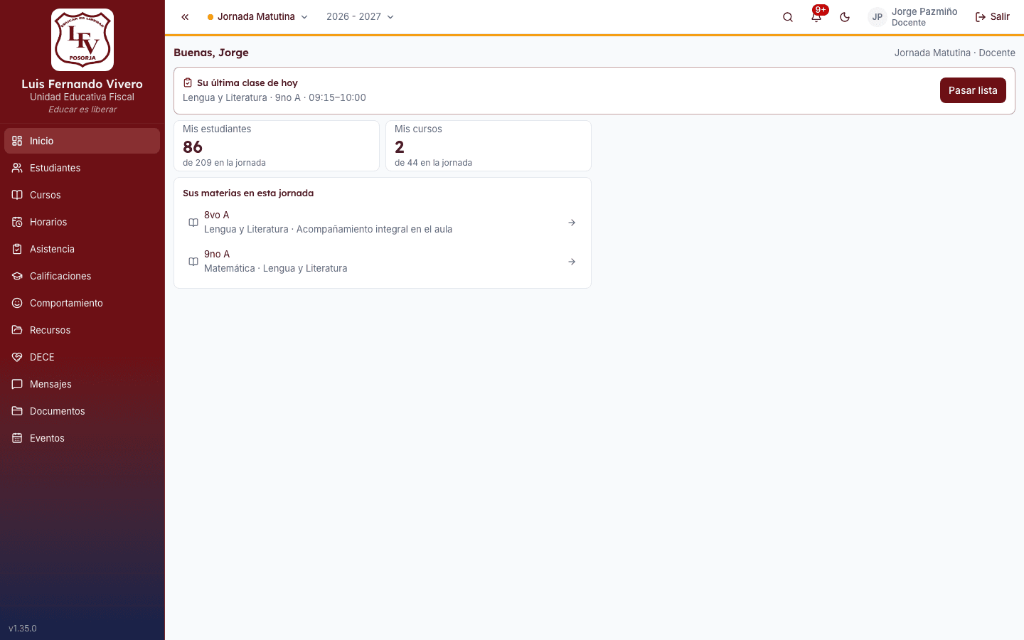Captura de EduAdmin