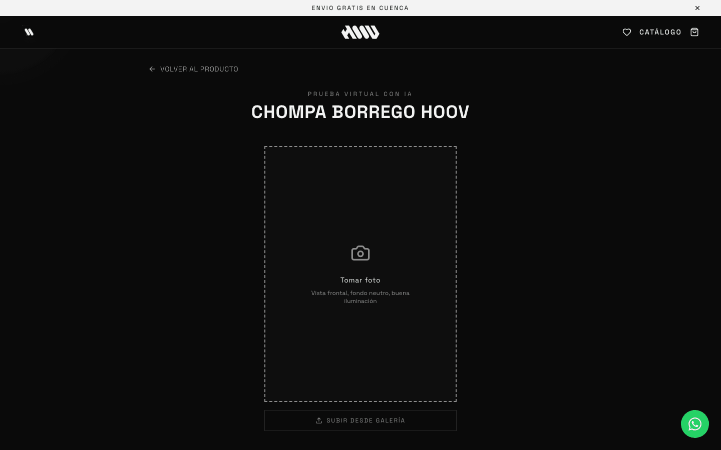 Prueba virtual con inteligencia artificial: el cliente toma o sube una foto y ve cómo le queda la prenda antes de decidir.