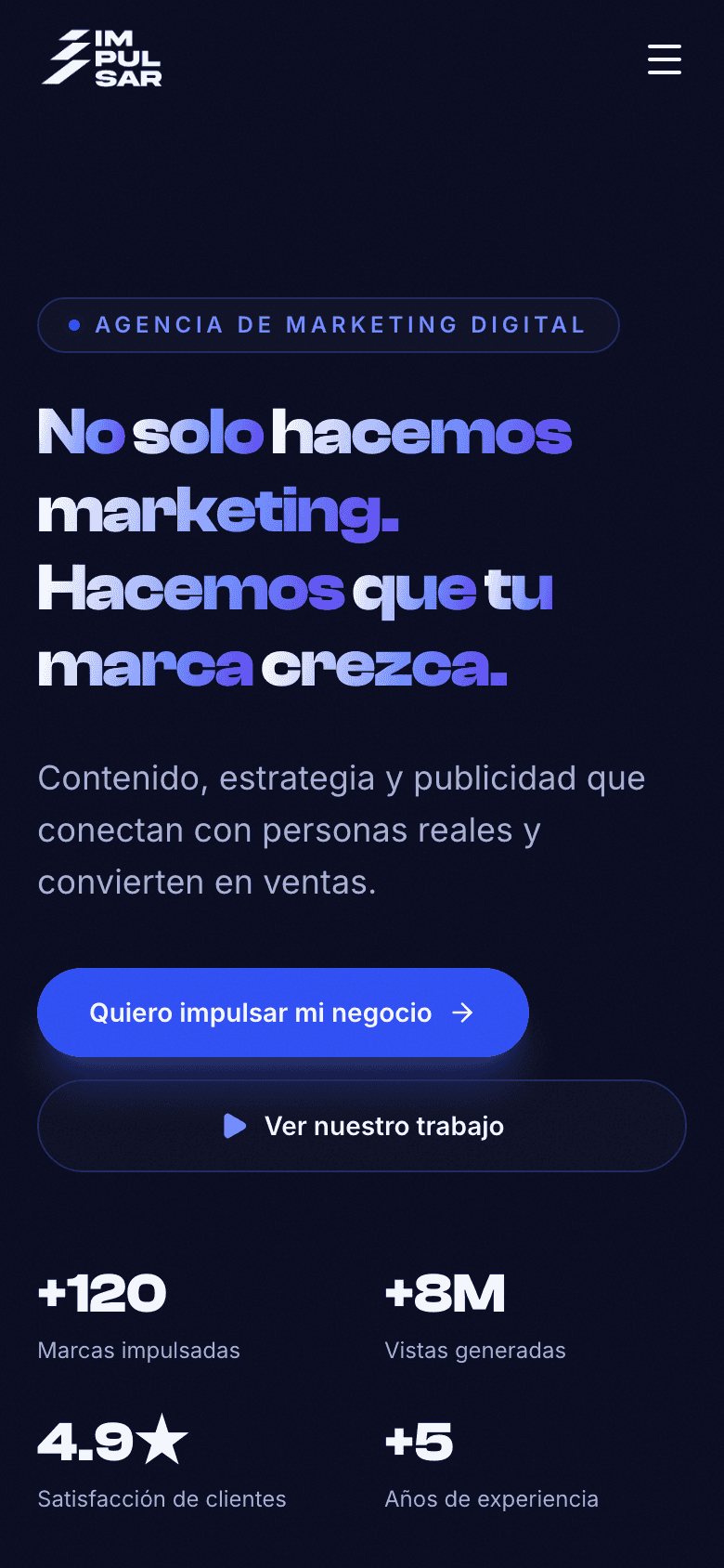 La misma experiencia en el celular, que es donde llega la mayoría de visitas desde redes sociales.