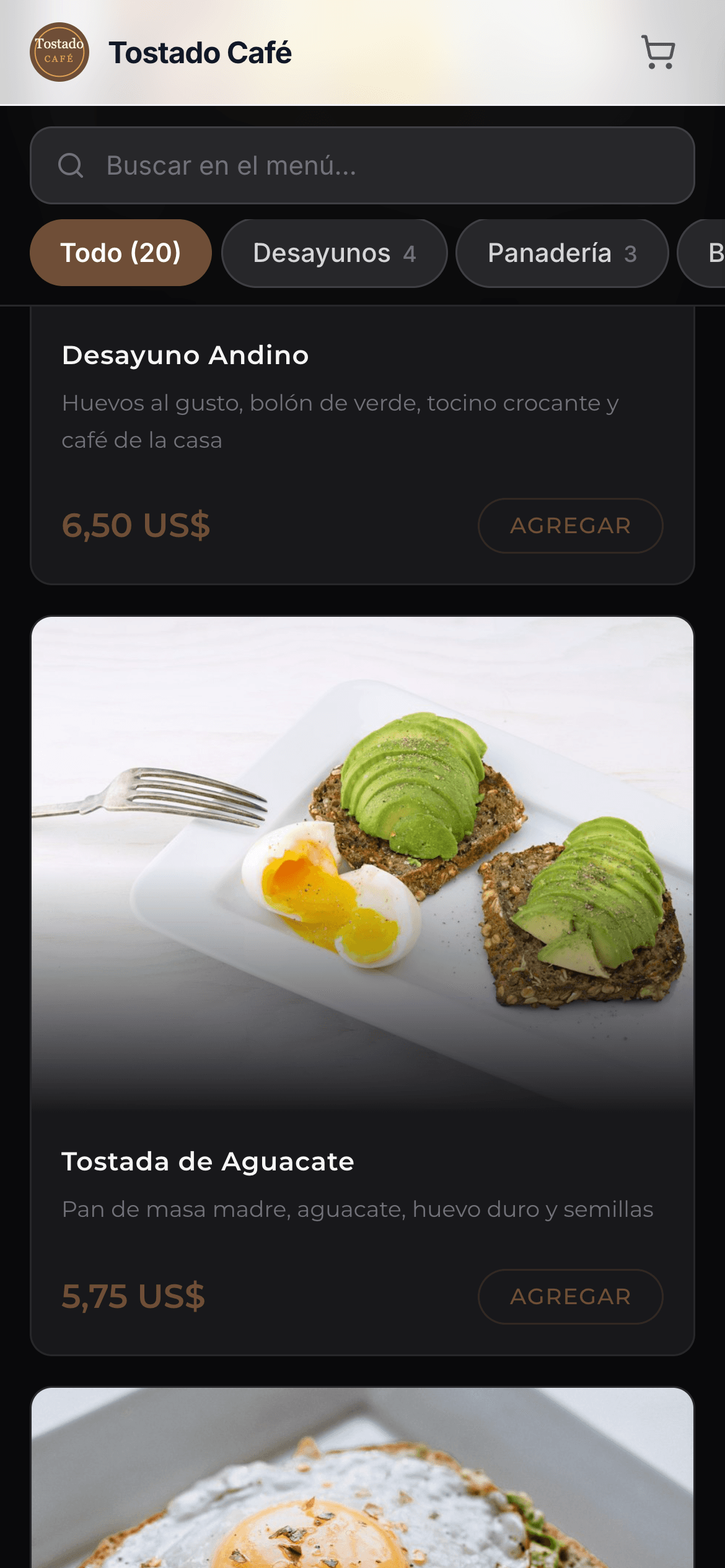 Así ve la carta el cliente en su celular, con la marca y las fotos del restaurante. No es un perfil dentro de otra app: es el sitio propio del negocio.