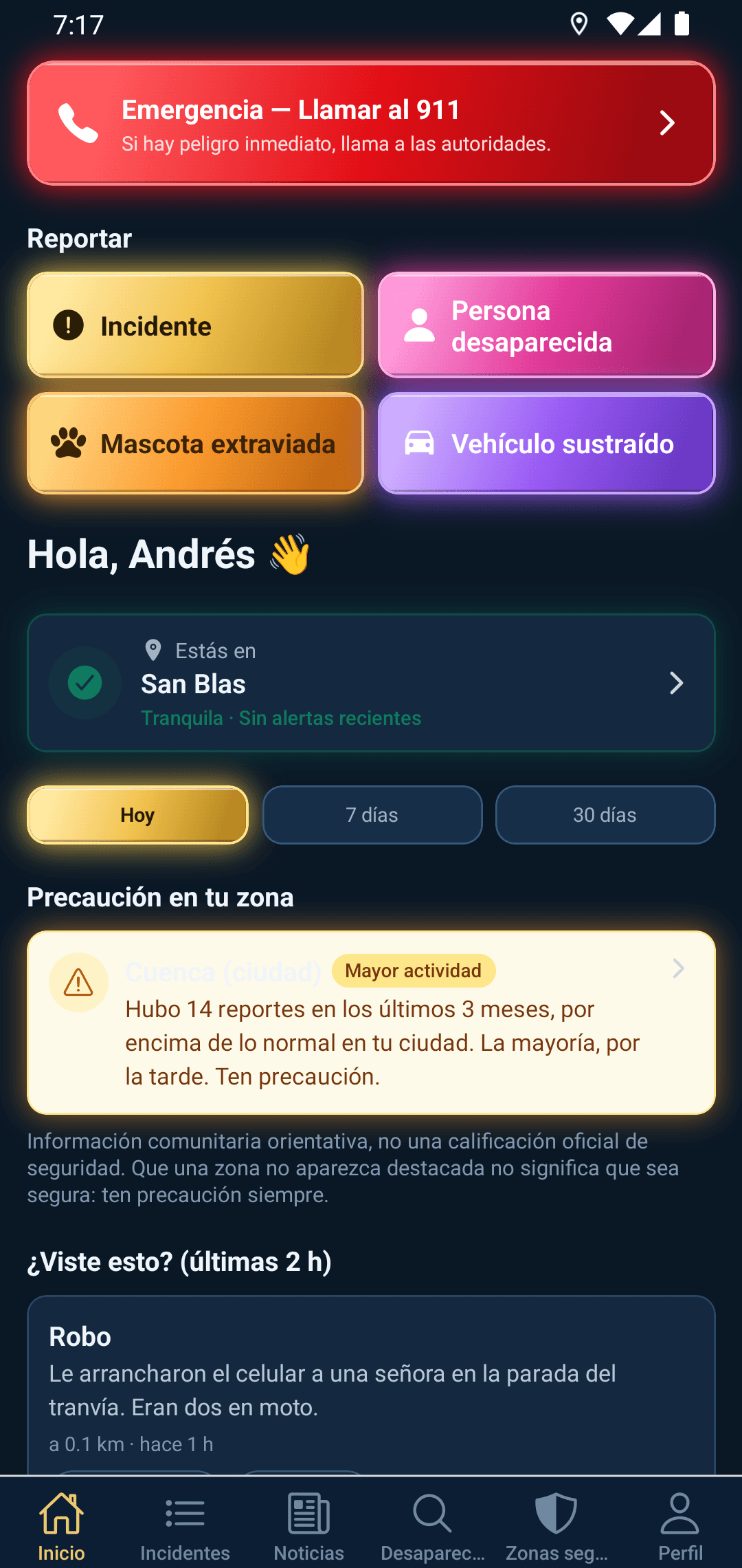 Captura de VISOR — Seguridad Ciudadana